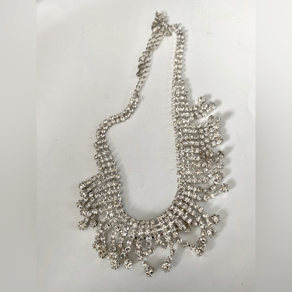 Vintage bling bling statement rhinestones adjustable necklace